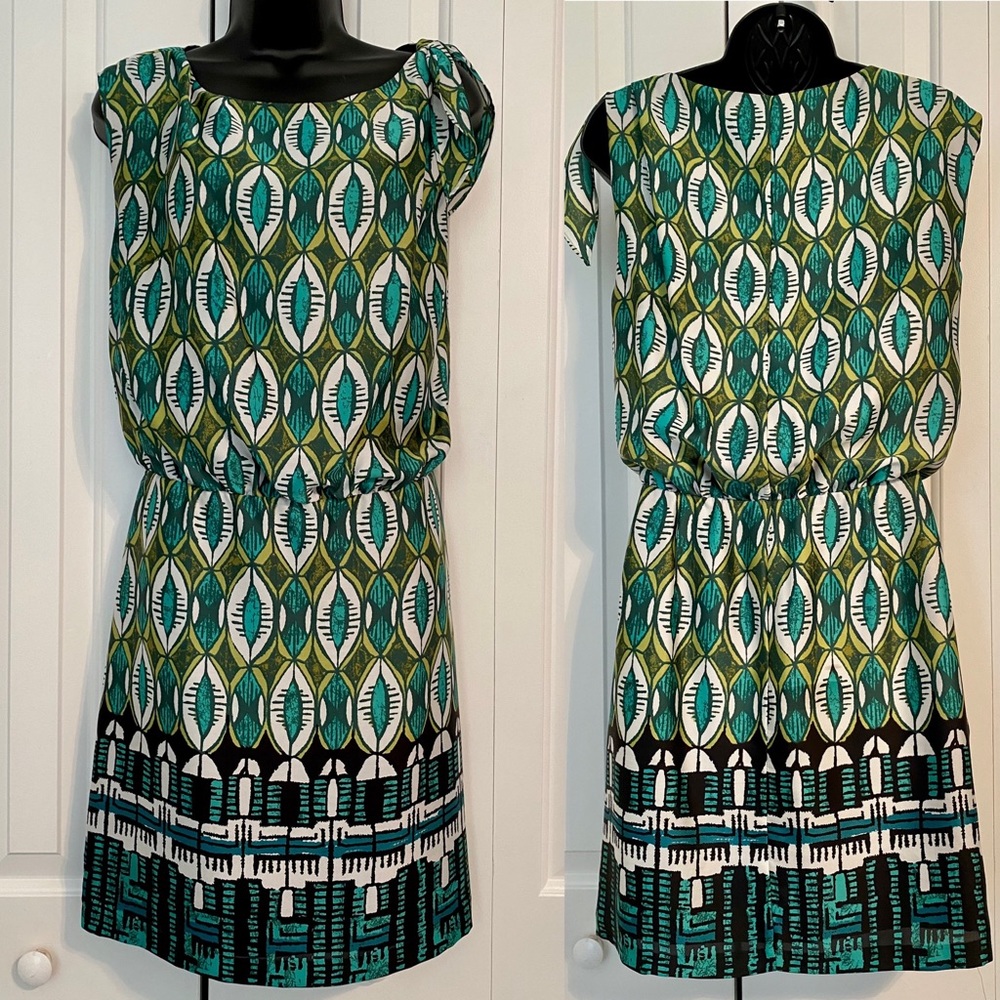 Laundry Shelli Segal Abstract Print Blousy Dress 6